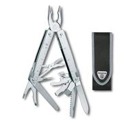 Victorinox Swiss Tool X Multitool, Pinza Multiuso, 26 Funzioni, Argento | Utensile bloccabile con lame, forbici, seghetto per legno e fodero in pelle. Per riparazioni e fai-da-te. Prodotto in