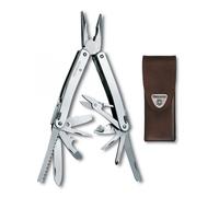 Victorinox Multi-Strumento Swiss Tool Spirit X, 24 Funzioni, Multiuso con Lama Bloccabile e Pinze a Punta Lunga, incl. Fodero in Pelle, Argento