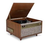 Victrola Century Giradischi 6-in-1 & Centro Musicale - Giradischi a 3 velocità, lettore CD e cassette, VINYLSTREAM, Bluetooth, ingresso Aux 3,5 mm, altoparlanti integrati, design Mid Century (Noce)