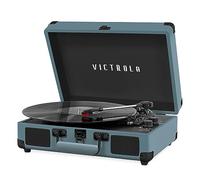 Victrola Giradischi portatile Bluetooth vintage a 3 velocità con altoparlanti integrati, suono audio giradischi aggiornato, rosso, numero modello: VSC-550BT-SMG