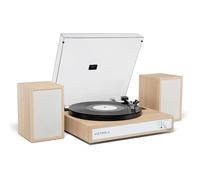 Victrola Harmony - Sistema Giradischi Bluetooth con Altoparlanti Stereo da Scaffale, 3 Velocità, Design Mid-Century Modern, Testina Audio-Technica ATN3600L, Bluetooth Ingresso/Uscita (Naturale)
