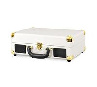 Victrola Journey Giradischi Portatile a Valigia con Bluetooth - 3 Velocità, Altoparlanti Integrati, Uscita RCA, Jack Cuffie (Bianco)