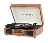Victrola Journey Giradischi Portatile a Valigia con Bluetooth - 3 Velocità, Altoparlanti Integrati, Uscita RCA, Jack Cuffie (Marrone)