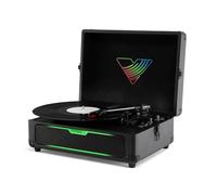 Victrola Journey Glow - Giradischi Bluetooth a Valigia 3 Velocità Illuminato con 18 Effetti Luce RGB e Sincronizzazione Musicale, Altoparlanti Stereo con Bassi Potenziati (Nero)