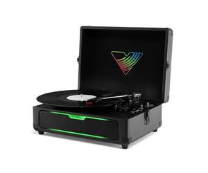 Victrola Journey Glow - Giradischi Bluetooth a Valigia 3 Velocità Illuminato con 18 Effetti Luce RGB e Sincronizzazione Musicale, Altoparlanti Stereo con Bassi Potenziati (Nero)