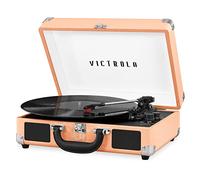 Victrola Lettore di registrazione portatile vintage a 3 velocità Bluetooth con altoparlanti integrati, audio per giradischi aggiornato, include pennino aggiuntivo, oro rosa pesca (VSC-550BT-TPG)