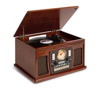 Victrola Navigator - Giradischi Bluetooth 8-in-1 con CD, cassette, radio FM, USB, altoparlanti integrati, uscita RCA e jack cuffie, streaming wireless (Mogano