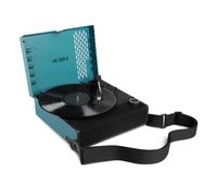 Victrola Revolution GO - Giradischi portatile in vinile Bluetooth, alimentato a batteria con 12 ore di autonomia, giradischi a cinghia a 3 velocità, uscita RCA, jack cuffie da 3,5 mm (Blu)
