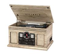 Victrola The Quincy - Giradischi Bluetooth 6 in 1 e centro multimediale con altoparlanti integrati, giradischi a 3 velocità, lettore CD e cassette, radio AM/FM, streaming musicale wireless (Farmhouse