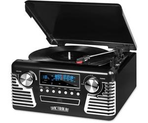 Victrola V50-200-BLK Retro Bluetooth 7 in 1 Music Center (33/45/78) CD/Cass (Black)