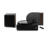 Victrola VPMS-1-ESP Premiere V1 - Sistema musicale con lettore di registrazione wireless Bluetooth - trasmissione a cinghia con subwoofer wireless (33/45 giri/min)