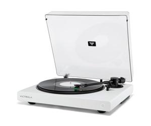 Victrola Wave - Giradischi Bluetooth con Auracast - 2 velocità, testina Audio Technica AT-VM95E, streaming Bluetooth Hi-Res aptX HD e Adaptive (Bianco)