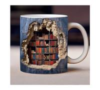 ViCUULY Tazza Bookworm, Tazza Creativa Da Scaffale 3D, Tazza in Ceramica Multiuso Personalizzata Con Design Spaziale, Perfetta Da Regalare Agli Amanti Dei Libri (Un)