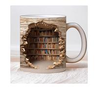 ViCUULY Tazza Bookworm, Tazza Creativa Da Scaffale 3D, Tazza in Ceramica Multiuso Personalizzata Con Design Spaziale, Perfetta Da Regalare Agli Amanti Dei Libri (B)