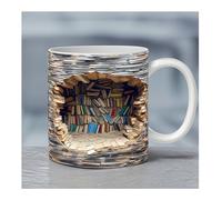 ViCUULY Tazza Bookworm, Tazza Creativa Da Scaffale 3D, Tazza in Ceramica Multiuso Personalizzata Con Design Spaziale, Perfetta Da Regalare Agli Amanti Dei Libri (C)