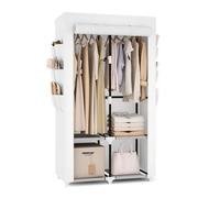 Vicye Armadio a Risparmio di Spazio, Armadio in Tessuto con 2 Barre Appendiabiti, 4 Ripiani e 6 Tasche Laterali, Armadio per Camera da Letto, Dormitorio o Spogliatoio, Bianco(90 x 45.5 x 172 cm)