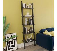 Vida Designs 5 Ripiano Slanted Scala Libreria, Moderno Leaning Shelf Unit for Soggiorno, Camera da letto or Ufficio, Space Saving Esposizione Storage, H189xW56xD32.5cm (Nero)