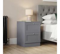 Vida Designs Altino - Comodino a 2 cassetti, colore: grigio, compatto e salvaspazio, in legno ingegnerizzato, cassetto scorrevole liscio, pomelli cromati moderni, ideale per camera da letto, camera
