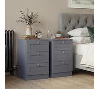 Vida Designs Altino - Set di 2 comodini con 3 cassetti, colore: grigio