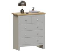Vida Designs Arlington Cassettiera a 3+2 Cassetti, Legno Ingegnerizzato, Grigio e Quercia, H 95 x W 79 x D 39.5 cm