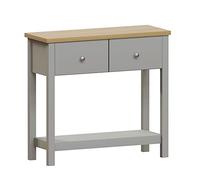 Vida Designs Arlington Consolle con 2 Cassetti, Legno Ingegnerizzato, Grigio e Quercia, H 74 x W 80 x D 30 cm