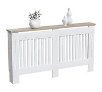 Vida Designs Arlington Copertura del radiatore Bianco - Grande - Stile Shaker moderno con doghe verticali per miglior circolazione del calore - H83.3xW152xD19cm - MDF verniciato con ripiano in legno