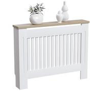 Vida Designs Arlington Copertura del radiatore Bianco - Medio - Stile Shaker moderno con doghe verticali per miglior circolazione del calore - H83.3xW111xD19cm - MDF verniciato con ripiano in legno