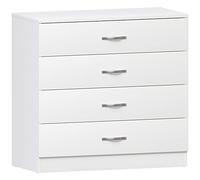 Cassettiera Bianca Vida Designs, 4 cassetti, Maniglie in Metallo, Guide con Supporto Anti-scorrevole