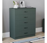 Vida Designs Cassettiera Jasper verde, 5 cassetti con maniglie e guide in metallo, unico supporto anti-piegatura, mobili per camera da letto Riano