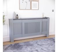 Vida Designs Chelsea Copertura del radiatore Grey - Regolabile - Doghe verticali moderne per miglior circolazione del calore - H82xW140-204xD20.5cm - MDF verniciato per soggiorno e corridoio