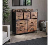Vida Designs Chorley, cassettiera con 7 cassetti, in tessuto, con piano in legno, struttura in metallo e maniglie, ideale per camera da letto, soggiorno, cameretta dei bambini, marrone rustico