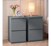 Vida Designs Denver - Set di 2 comodini a 2 cassetti, colore grigio, salvaspazio, 52 x 29,5 x 29,5 cm (altezza x larghezza x profondità), tavolino stretto, minimale, in metallo liscio, comodino