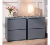 Vida Designs Denver, set di 2 comodini grandi con 2 cassetti, grigio, salvaspazio, 52 x 39,5 x 39,5 cm (altezza x larghezza x profondità), tavolino grande | minimale | runner in metallo liscio |