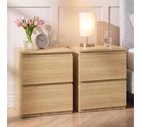 Vida Designs Denver - Set di 2 comodini grandi con 2 cassetti, in pino, salvaspazio, 52 x 39,5 x 39,5 cm (altezza x larghezza x profondità), tavolino grande, minimale, in metallo liscio, moderno