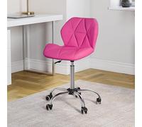 Vida Designs Geo Sedia da Ufficio per Computer, Rosa, Segretario di Gioco Regolabile con Gambe Girevoli Sollevabili in Similfinta Pelle Cromata, H 80 96 x W 47.5 x D 49 cm, H 80-96 x L 47,5 x P