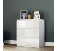 Vida Designs Glinton - Cassettiera (FSC 100%) per vestiti, organizer per armadio e armadietto per corridoio e ingresso (bianco, 3 cassetti)