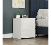 Vida Designs Glinton-Comodino con 2 cassetti, Bianco (FSC 100%), Legno ingegnerizzato, H 50 x W 43 x D 40 centimetres