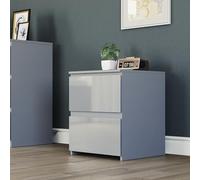 Vida Designs Glinton-Comodino con 2 cassetti, Grigio (FSC 100%), Legno ingegnerizzato, H 50 x W 43 x D 40 centimetres