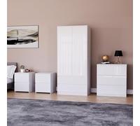 Vida Designs Glinton - Set di 4 pezzi per camera da letto (2 cassettiera x 2 cassetti, 3 cassetti, 2 ante 2 cassetti), bianco (100% FSC)
