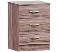 Vida Designs Home Discount - Comodino con 3 cassetti, Maniglie e Guide in Metallo, Colore: Noce