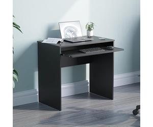 Vida Designs Huby Piccola Scrivania per Computer, Casa e Ufficio, Tavolo Compatto per Pc Portatile, Postazione di Lavoro con Vassoio per Tastiera, Mobili, Nero, Legno Ingegnerizzato, 75 x 80 x 48 cm