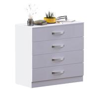 Vida Designs Hulio Comò 4 Cassetti Lucido, Bianco