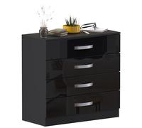 Vida Designs Hulio Comodino 4 cassetti in alta lucentezza, Nero
