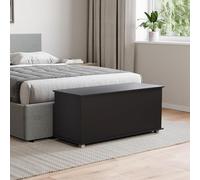Vida Designs Leon - Panca ottomana portaoggetti | Nero | A 47,5 x L 100 x P 40 cm, coperchio sollevabile con cerniere di sicurezza, facile da montare, moderno, per camera da letto, soggiorno