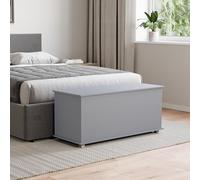 Vida Designs Leon - Pouf contenitore, in legno grigio, 100 x 40 x 48 cm, con coperchio sollevabile, ideale per giocattoli, biancheria da letto e poggiapiedi