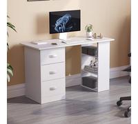 Vida Designs Mason Scrivania Ripiani e 3 Cassetti, per Casa, Ufficio, PC, Computer Portatile, Tavolo da Studio, Mobili Bianco, Legno Ingegnerizzato, 3 Drawer