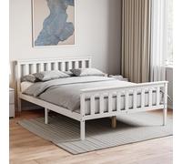 Vida Designs Milano Letto Matrimoniale, Struttura in Legno di Pino Massello, Testiera, Mobili per Camera da Letto, Colore: Bianco, 10 cm