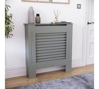 Vida Designs Milton Copertura del radiatore Olive Grey - Piccolo - Doghe orizzontali moderne per miglior circolazione del calore - H82xW78xD19cm - MDF verniciato per soggiorno e corridoio