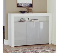 Vida Designs Nova-Credenza Moderna a 3 Ante a LED, Colore Bianco e Grigio, luci RGB (opzioni di Luce stroboscopica), 3 Door