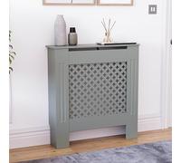 Vida Designs Oxford Copertura del radiatore Olive Grey - Piccolo - Motivo incrociato tradizionale per miglior circolazione del calore - H82xW78xD19cm - MDF verniciato per soggiorno e corridoio
